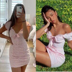 Princess Polly Back To Paris Mini Dress Light Pink Floral Size 6